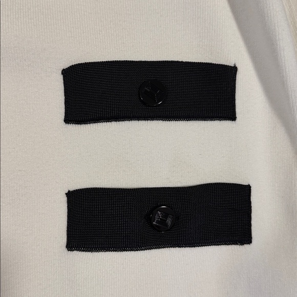 New Karl Lagerfeld Paris White Cardigan with Black Trim size L - Picture 5 of 8